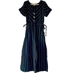 World Market Women's Wide Leg Jumpsuit Size Small Medium Black White V-Neck